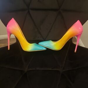 Steve Madden Women's Vibrant Pink, Yellow, and Teal Heels